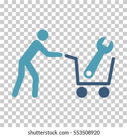 Tools Shopping icon. Vector pictograph style is a flat bicolor symbol, cyan and blue colors, chess transparent background. Designed for software and web interface toolbars and menus.