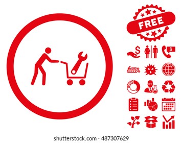 Tools Shopping pictograph with free bonus pictures. Vector illustration style is flat iconic symbols, red color, white background.