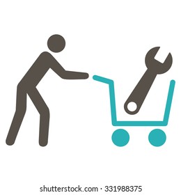 Tools Shopping vector icon. Style is bicolor flat symbol, grey and cyan colors, rounded angles, white background.