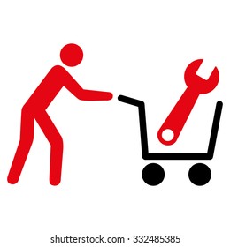 Tools Shopping vector icon. Style is bicolor flat symbol, intensive red and black colors, rounded angles, white background.