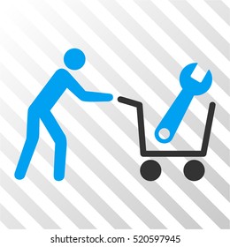 Tools Shopping vector pictograph. Illustration style is flat iconic bicolor blue and gray symbol on a hatch transparent background.