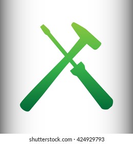 Tools sign. Green gradient icon