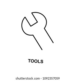 tools sign icon. Element of simple web icon with name for mobile concept and web apps. Thin line tools sign icon can be used for web and mobile on white background