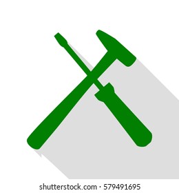 Tools sign illustration. Green icon with flat style shadow path.