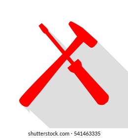 Tools sign illustration. Red icon with flat style shadow path.