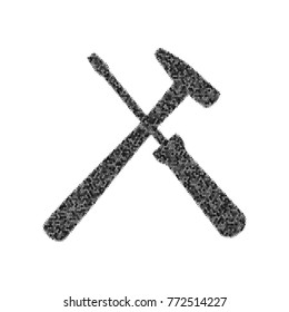 Tools sign illustration. Vector. Black icon from many ovelapping circles with random opacity on white background. Noisy. Isolated.