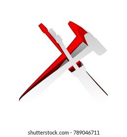 Tools sign illustration. Vector. Detachable paper icon with red body stock. Isolated.