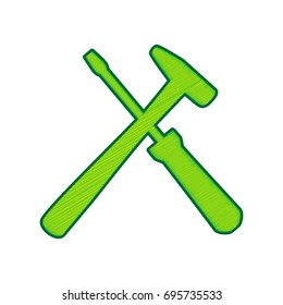 Tools sign illustration. Vector. Lemon scribble icon on white background. Isolated