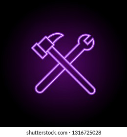 tools sign outline icon. Elements of Security in neon style icons. Simple icon for websites, web design, mobile app, info graphics