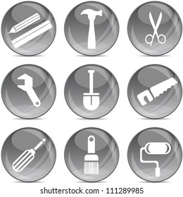 tools silhouettes on gray balls in eps10
