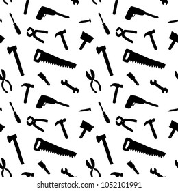 Tools texture - seamless background. DIY and woodworking tools vector.