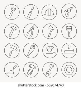 Tools thin line icon set