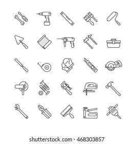 tools thin line icons set
