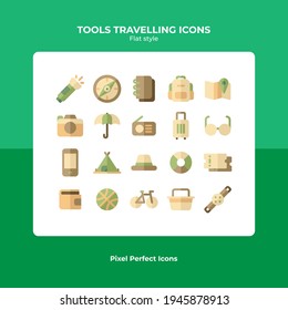 Tools traveling icon pack vector design