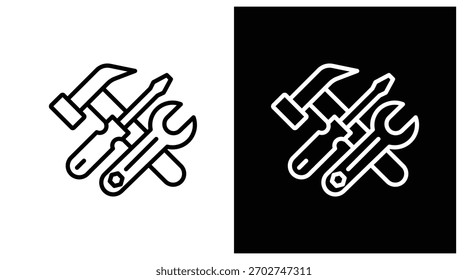 Herramientas Versión de dos tonos en fondo blanco y negro