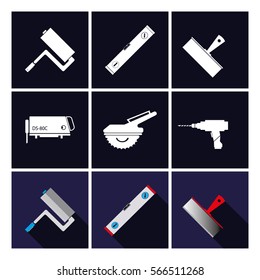 The tools used in construction. Farm tools.