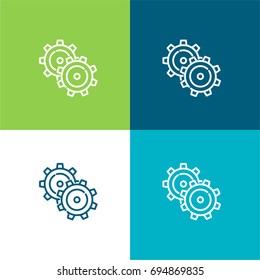 Tools and utensils green and blue material color minimal icon or logo design