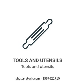 Tools and utensils outline vector icon. Thin line black tools and utensils icon, flat vector simple element illustration from editable tools and utensils concept isolated on white background