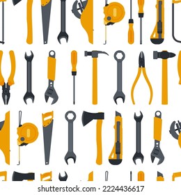 Tools vector cartoon seamless pattern background for wallpaper, wrapping, packing, and backdrop.