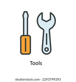 Tools  Vector Fill outline Icons. Simple stock illustration stock