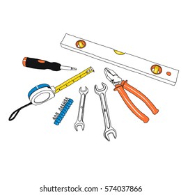 Tools. Vector hand-drawn sketch.