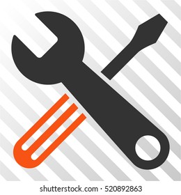 Tools vector icon. Illustration style is flat iconic bicolor orange and gray symbol on a hatch transparent background.