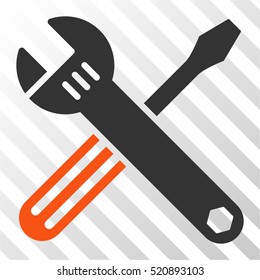 Tools vector icon. Illustration style is flat iconic bicolor orange and gray symbol on a hatch transparent background.