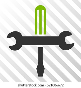 Tools vector icon. Illustration style is flat iconic bicolor eco green and gray symbol on a hatch transparent background.