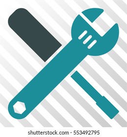 Tools vector icon. Illustration style is flat iconic bicolor soft blue symbol on a hatch transparent background.