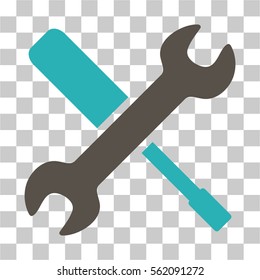 Tools vector icon. Illustration style is flat iconic bicolor grey and cyan symbol on a transparent background.