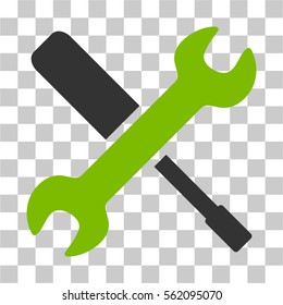 Tools vector icon. Illustration style is flat iconic bicolor eco green and gray symbol on a transparent background.