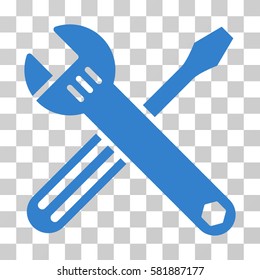 Tools vector icon. Illustration style is a flat iconic cobalt symbol on a transparent background.