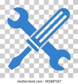 Tools vector icon. Illustration style is a flat iconic cobalt symbol on a transparent background.