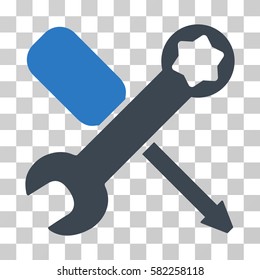Tools vector icon. Illustration style is a flat iconic bicolor smooth blue symbol on a transparent background.