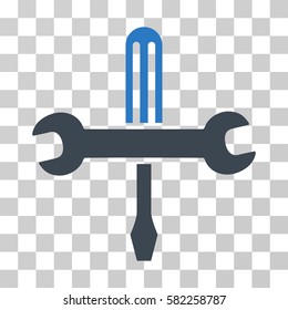 Tools vector icon. Illustration style is a flat iconic bicolor smooth blue symbol on a transparent background.