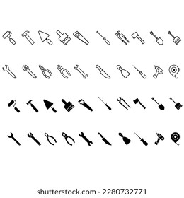 Tools vector icon set. repair illustration symbol collection. construction symbol.