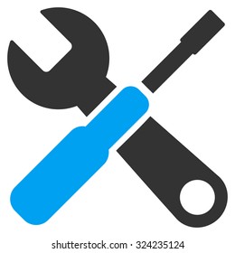 Tools vector icon. Style is bicolor flat symbol, blue and gray colors, rounded angles, white background.