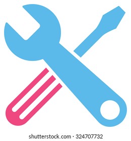 Tools vector icon. Style is bicolor flat symbol, pink and blue colors, rounded angles, white background.