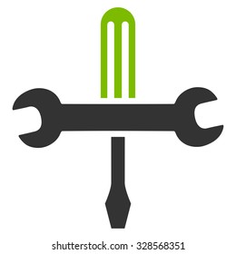 Tools vector icon. Style is bicolor flat symbol, eco green and gray colors, rounded angles, white background.