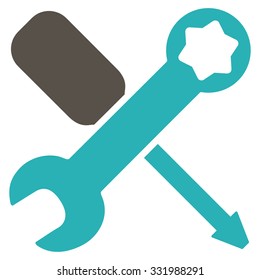 Tools vector icon. Style is bicolor flat symbol, grey and cyan colors, rounded angles, white background.