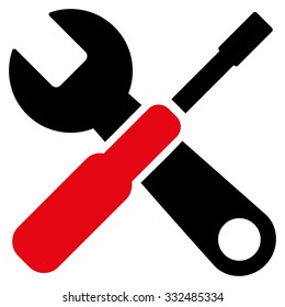 Tools vector icon. Style is bicolor flat symbol, intensive red and black colors, rounded angles, white background.