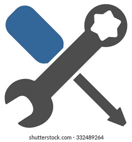 Tools vector icon. Style is bicolor flat symbol, cobalt and gray colors, rounded angles, white background.