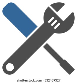 Tools vector icon. Style is bicolor flat symbol, cobalt and gray colors, rounded angles, white background.