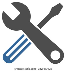 Tools vector icon. Style is bicolor flat symbol, cobalt and gray colors, rounded angles, white background.