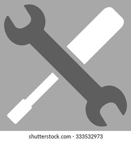 Tools vector icon. Style is bicolor flat symbol, dark gray and white colors, rounded angles, silver background.
