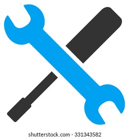 Tools vector icon. Style is flat symbol, rounded angles, white background.