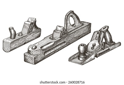 tools vector logo design template. plane, fuganok or sherhebel icon.