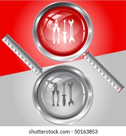 Herramientas. Vidrio de aumento vectorial.