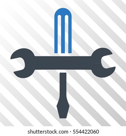 Tools vector pictogram. Illustration style is flat iconic bicolor smooth blue symbol on a hatch transparent background.