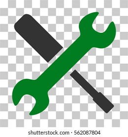 Tools vector pictogram. Illustration style is flat iconic bicolor green and gray symbol on a transparent background.